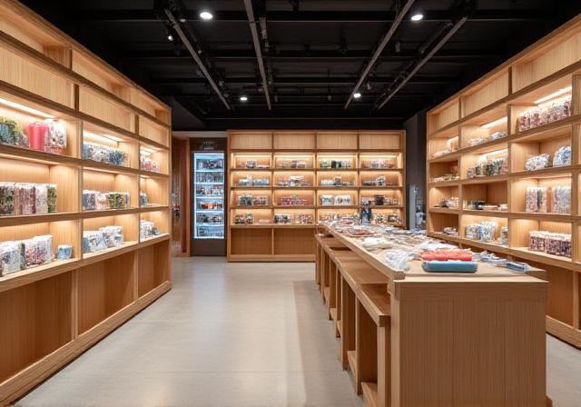 Estanterías comerciales de exhibición en madera para retail