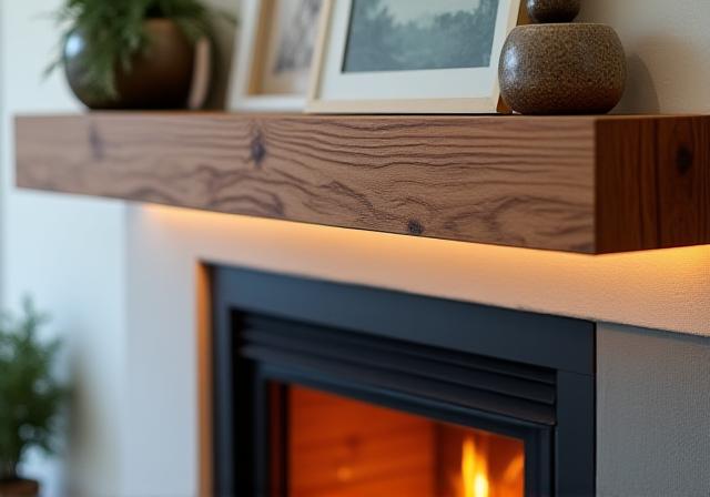 Repisa de chimenea contemporánea en hogar moderno